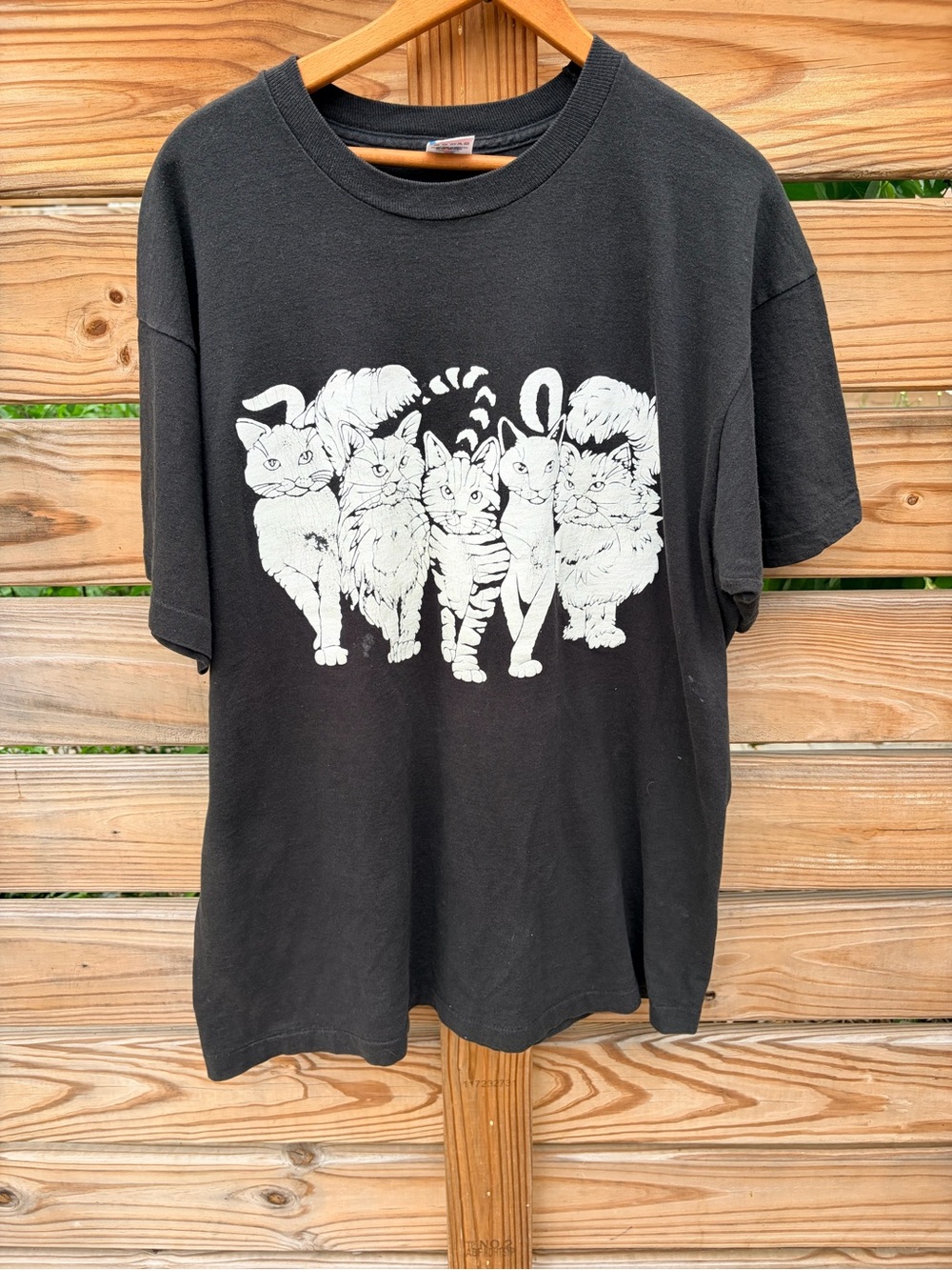 Fruit of the Loom Black Short Sleeve Tee with White Cat Group Graphic